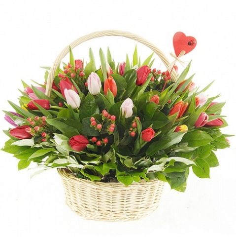 Корзина цветов "45 тюльпанов"