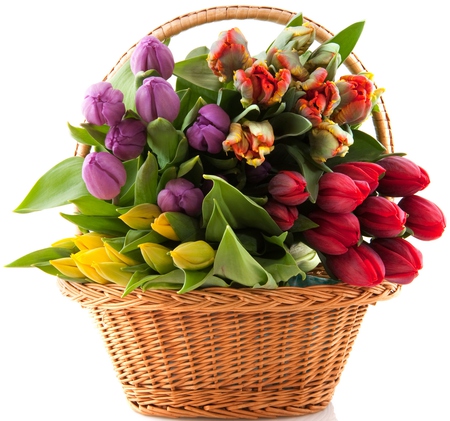 Корзина цветов "Полянка тюльпанов"